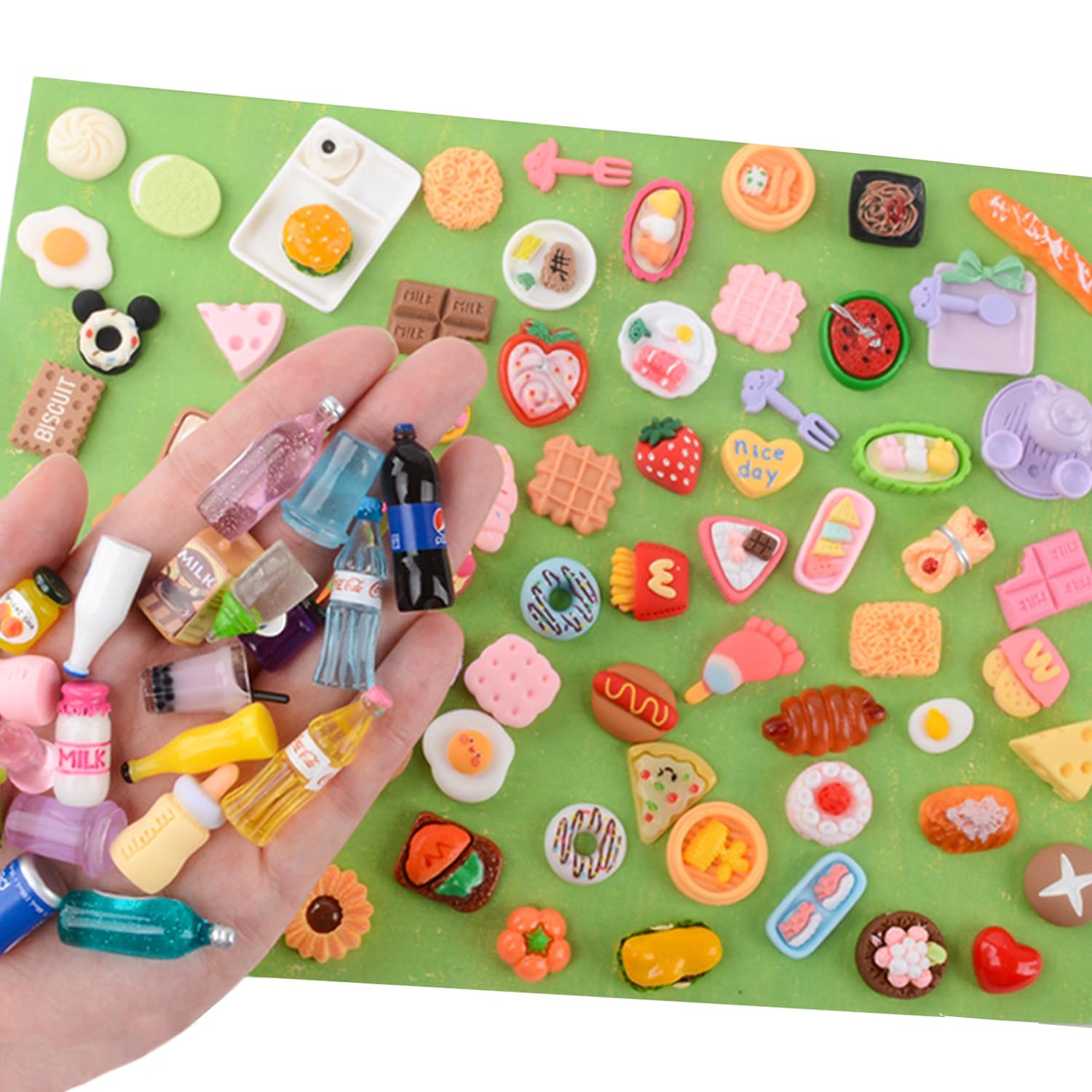 100Pcs Miniature Foods Mini Food Miniature Doll House Accessories Small Resin Doll Food Dollhouse Food Set for Pretend Play Kitchen