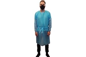 Mobb Medical 15 PCS Pack Disposable Gown Indoor Outdoor Safety Personal Coveralls, Isolation Aprons. Ceil Blue