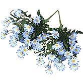LGEGE Artificial Daisy Flowers for Outdoor - 2 Bundles Blue Daisy Flower Bulk, Perfect Decoration for Table Windowsill Porch