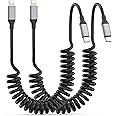 Coiled USB C to Lightning Cable 2 Pack, [MFi Certified] Retractable USB C iPhone Charger PD Fast Charging for Car, Short Type C to Apple CarPlay Cord for iPhone 14 13 12 11 Pro Max XR XS 8 SE iPad