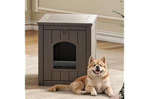 Fancyango Dog House - Outdoor & Indoor Dog Kennel Furniture, Weatherproof Shelter for Small and Medium Dogs, Stylish for Patio, Garden or Home (Grey,17.7" L × 22.8" W × 21.7" H)