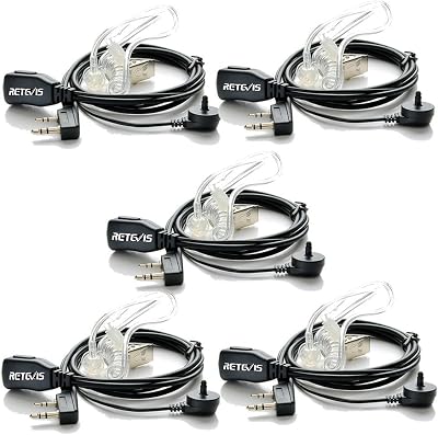 Retevis Two Wire Covert Acoustic Tube Earpiece 2 Pin for RT24 RT27 RT668 BF-888S