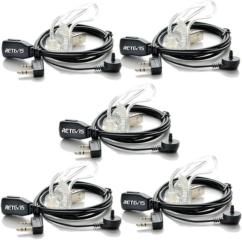 Retevis Two Wire Covert Acoustic Tube Earpiece 2 Pin for RT24 RT27 RT668 BF-888S
