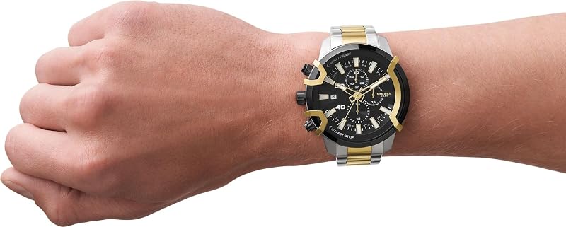 Herrenuhr Griffed, Chronographenwerk, 48mm dreifarbiges Edelstahlgehäuse mit Edelstahlarmband, DZ4577