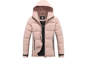 MOERDENG Women's Lightweight Full-Zip Puffer Jacket with Hood Quilted Warm Winter Coat Water Resistance Winter Jacket