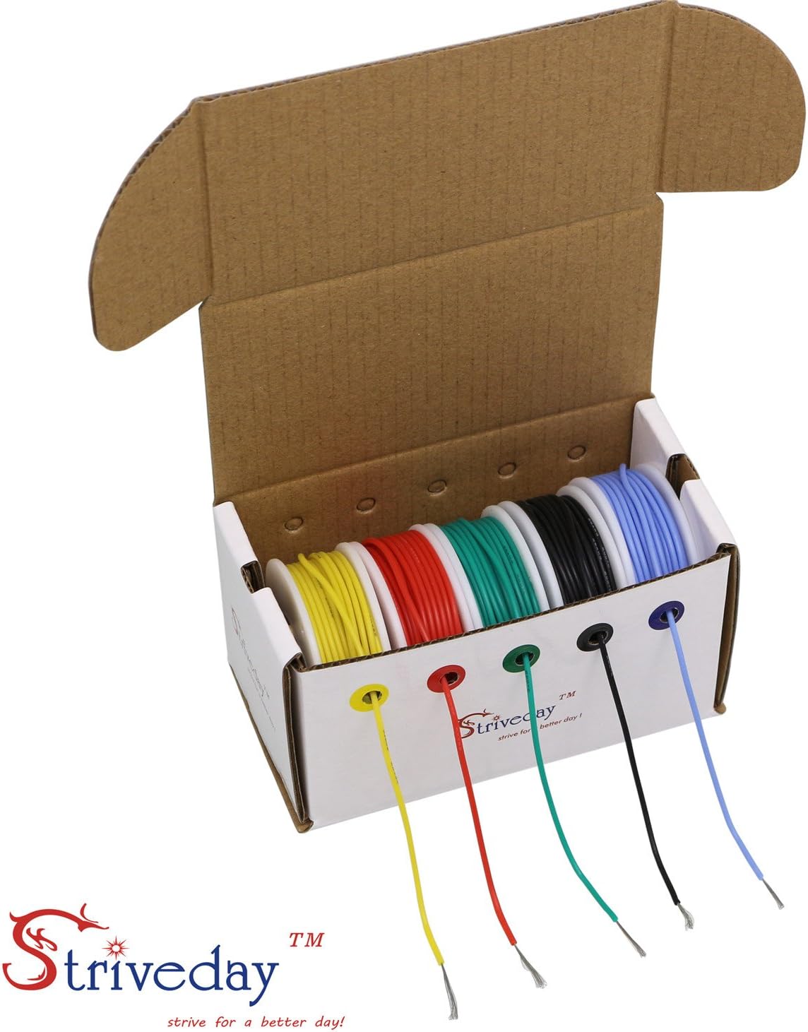 Striveday 30 AWG Flexible Silicone Wire Electric wire 30 gauge Coper Hook Up Wire 300V Cables electronic stranded wire cable electrics DIY BOX-1 - - 