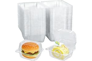 80 PCS Clear Plastic Take Out Containers, KUAOOAUK Square Hinged Food Container, Disposable Clamshell Dessert Container with 