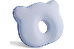 HOOVCMG Memory Foam Baby Pillow,Cute Cartoon Bear Soft and Cozy Pillow, Breathable Bedding Set for Infants for Small Boys and Girls Prevent Flat Head Tummy