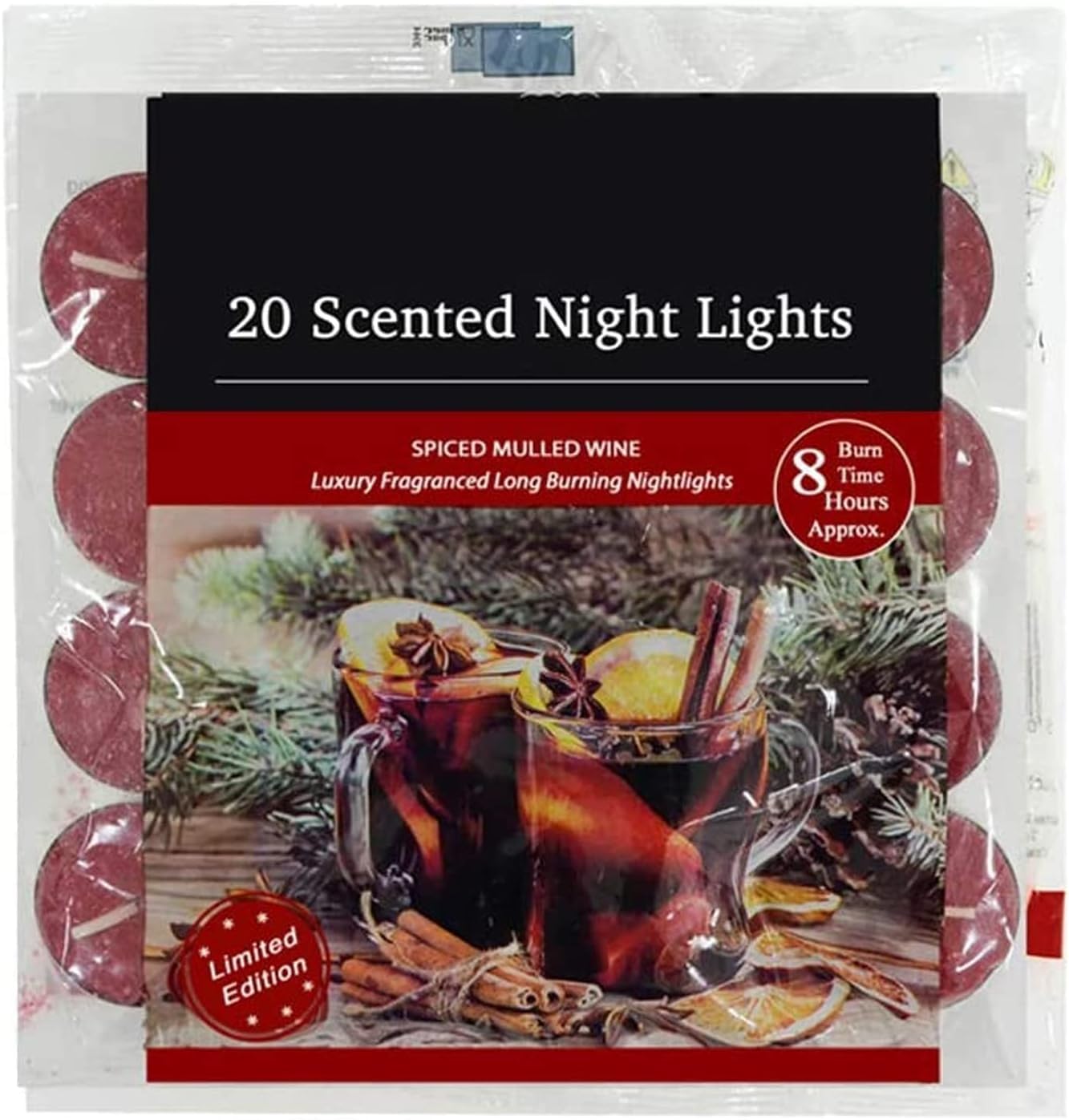 Fresh Scented Tealight Candles – Refreshing & Soothing Fragrances | Up to 8-Hour Burn Time | Premium Quality Decorative Tealights for Home Decor (Spiced Mulled Wine - Packs of 20)