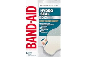 BAND-AID Brand Hydro Seal Ultra-Thin Hydrocolloid Bandages for Advanced Healing, 100% Waterproof Adhesive Bandages for Wound 