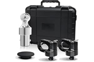 ONSSKI Gooseneck Hitch Ball Kit - 60639 Puck System with 2-5/16-Inch Ball and 2 Gooseneck Safety Chain Anchors Fits for 2013-2024 Ford F250 F350 F450 and Fits for 2016-2024 Silverado Trucks