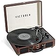 Victrola Journey+ Bluetooth Suitcase Record Player – Built-In Speakers, 33-1/3, 45 & 78 RPM Vinyl Record Player, RCA Out, Headphone Jack, Wireless Streaming, Dark Brown