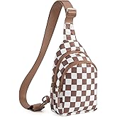 Checkered Sling Bag for Women Small Backpack Crossbody Chest Bag Fanny Packs Purses