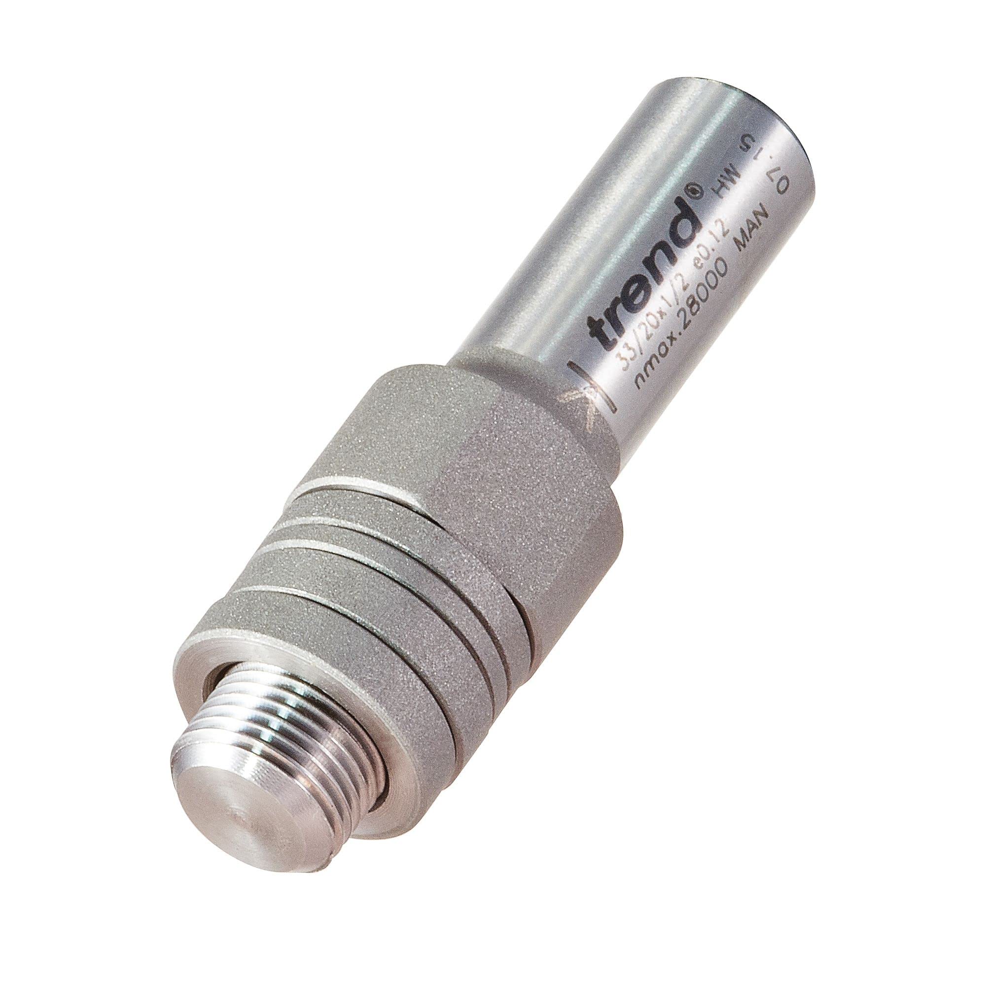 Trend Professional Arbor for M12 Bore Groover, 1/2 Inch Shank, 61mm Overall Length and M12 x 1.0mm Thread, 33/20X1/2