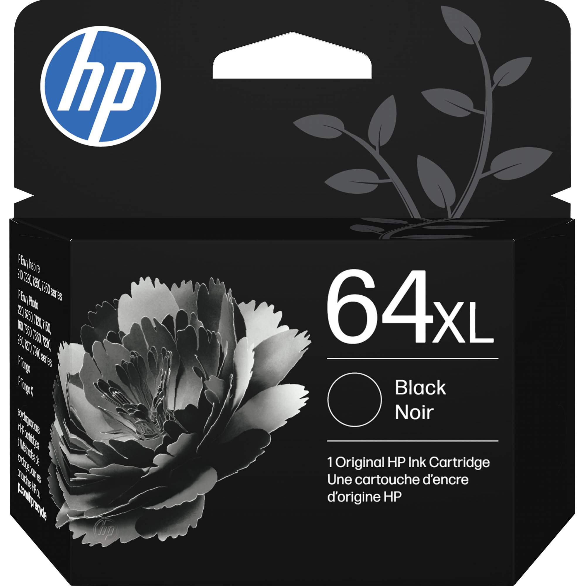 Cartucho de tinta negro de alto rendimiento HP 64XL | Funciona con Envy Inspire 7250e, 7950e; Envidia Foto 6200, 7100, 7200, 7800, 7900; Serie Tango | Elegible para Instant Ink | N9J92AN