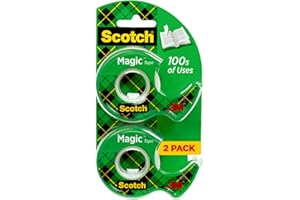 Scotch Magic Tape, Numerous Applications, Invisible, Engineered for Repairing, 1/2 x 750 Inches, 2 Dispensered Rolls