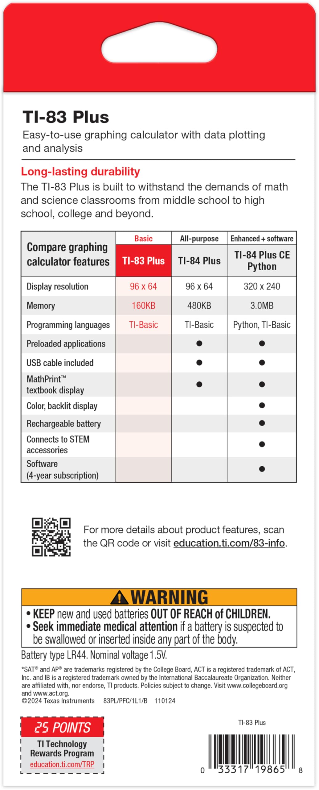 Texas Instruments TI-83 Plus Graphing Calculator, Gray, Standard