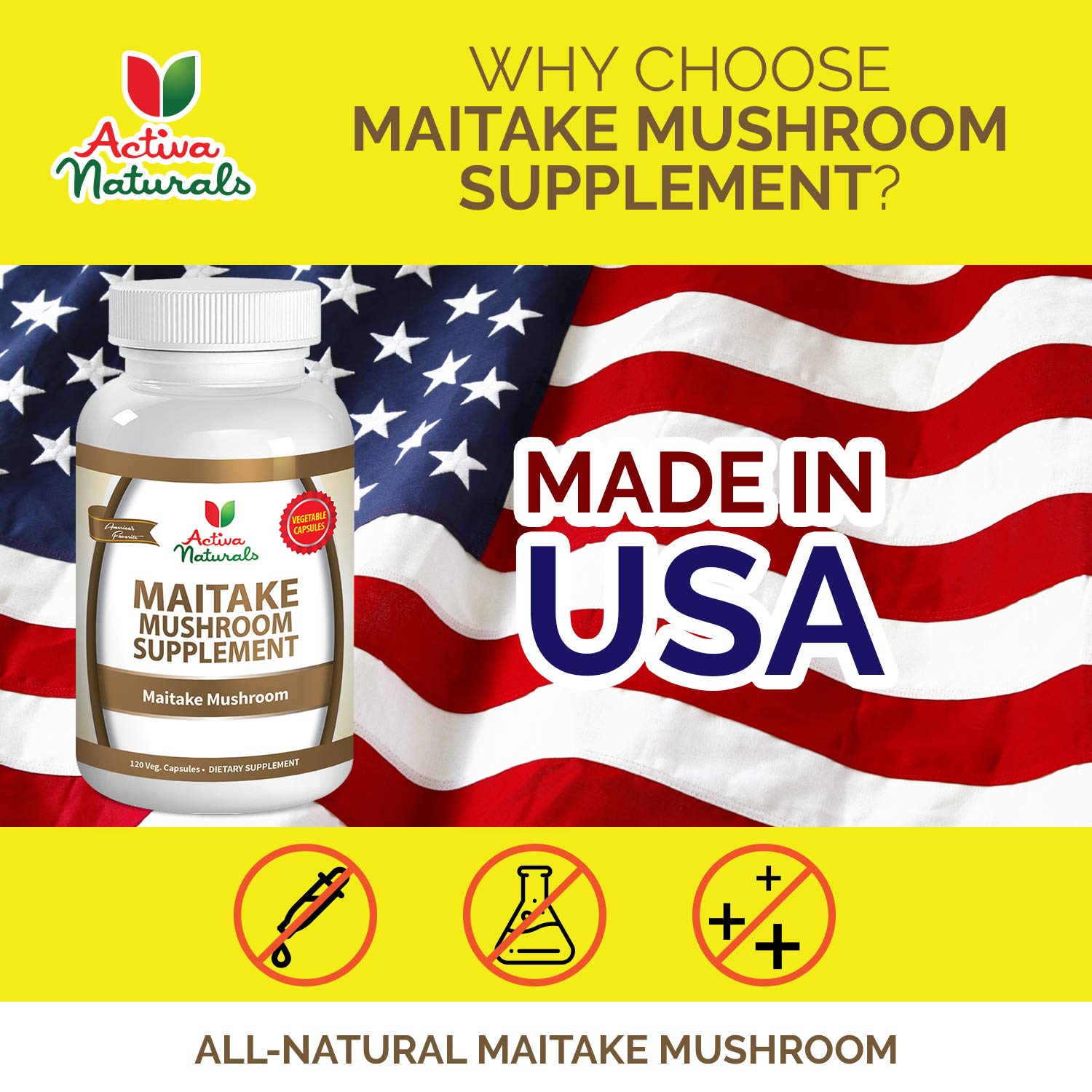 Maitake Mushroom Supplement 120 Veg. Capsules with Grifola Frondosa