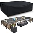 Patio Furniture Covers, 600D Heavy Duty Outdoor Furniture Cover Waterproof, Rectangle Outdoor Table and Chairs Cover, Outdoor Sectional Cover for Winter, Black,126" L x 126" W x 28" H