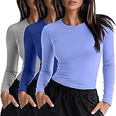 Neer 3 Pack Womens Underscrub Shirts Long Sleeve Crewneck Tops Fitted Layering Clothes Comfort Knit Tops for Nurse
