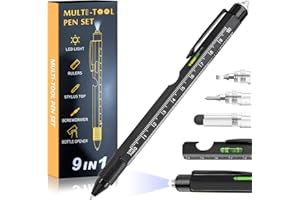 KUSONKEY Valentines Day Gifts for Him,Multitool Pen 9 in 1 Innovative Gift for Men,with LED Light,Ruler, Stylus,Bubble Level,Screwdrivers,Unique Gifts Gadgets for Him,Boyfriend,Husband