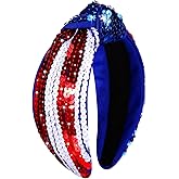 CEALXHENY 4th of July Headbands Outfits for Women Red White and Blue Headbands Sequin USA Patriotic American Flag Headband Fourth of July Hair Accessories Independence Memorial Day Outfits Gifts