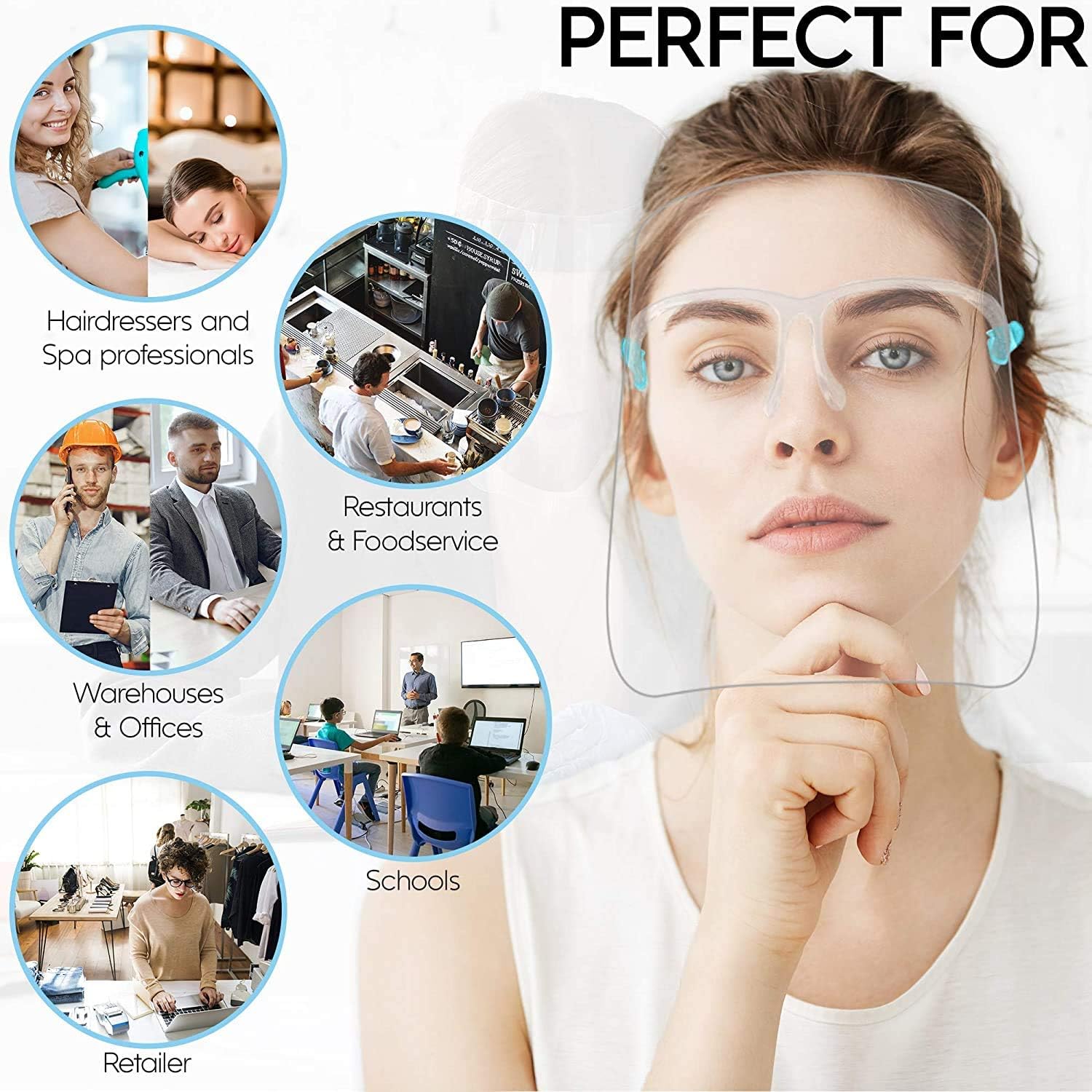 Safety Face Shields with Glasses Frames – Ultra Clear Protective Full ...