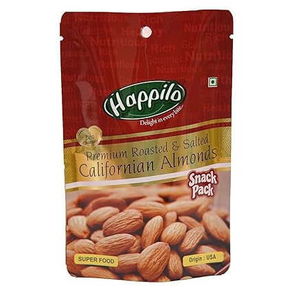 Happilo Premium Roasted and Salted Californian Almonds, 35g (Pack of 12)