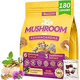 Mushroom Gummies 4000mg, Brain Supplements for Memory and Focus, 26 Mushroom Supplement with Ashwagandha & Lion's Mane, Milk Thistle, Green Tea - Focus, Clarity, Immunity, Liver Detox, 180 Gummies