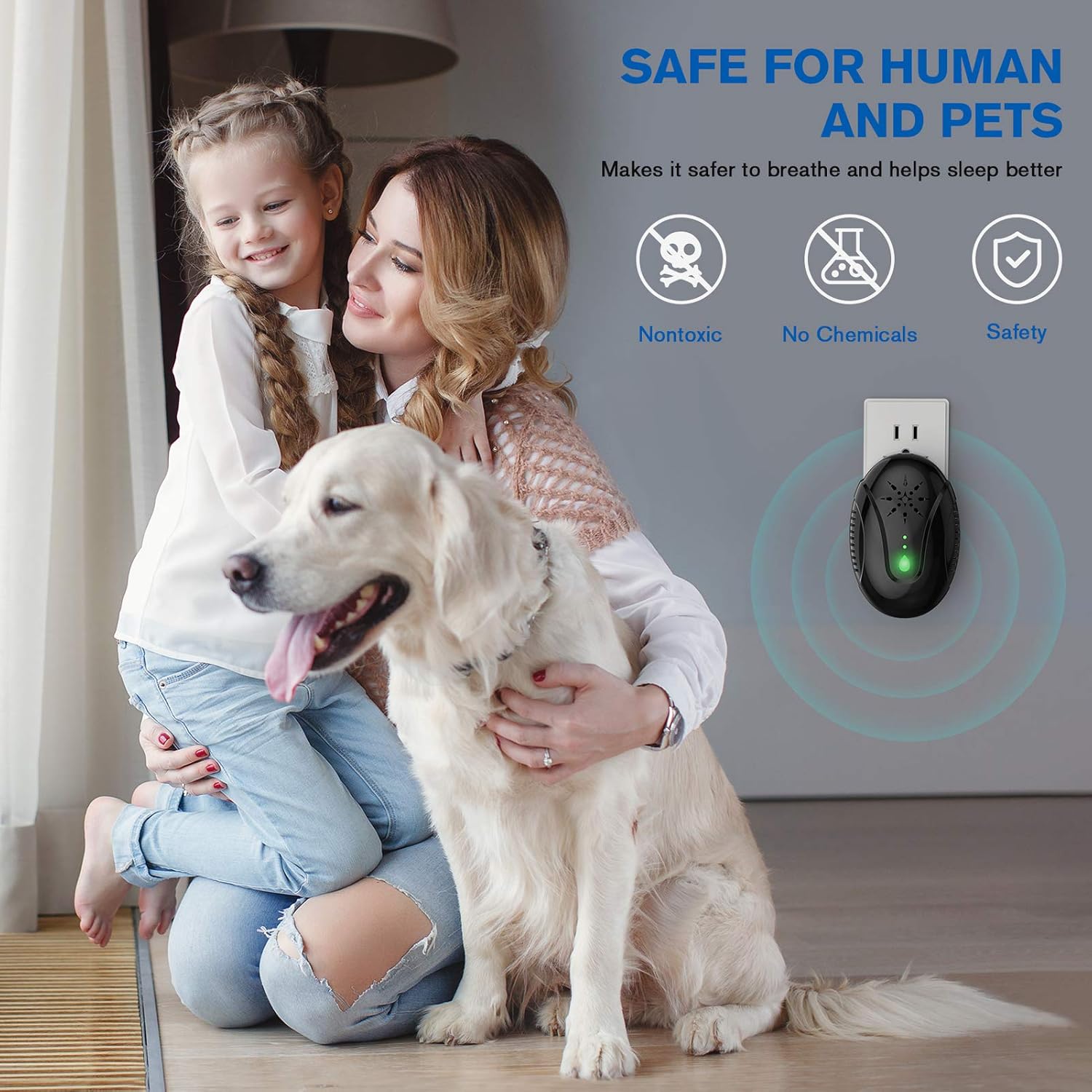 AIGOO Ultrasonic Pest Repeller, Safe for Children & Pets, Suitable for Rats, Ants, Mosquitoes, Cockroaches, etc.Easy to Use : Garden & Outdoor