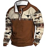 Biacolum Western Sweatshirt for Aztec Cowboy Quarter Zip Pullover Hoodie Ethnic Vintage Long Sleeve Fall Winter Tops