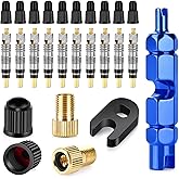 26 Pieces Presta Valve Core Repair Kit，Tubeless Valve&amp;Presta Valve Caps；Valve Core Removal Tool and Adapter with Black Tire Valve Caps
