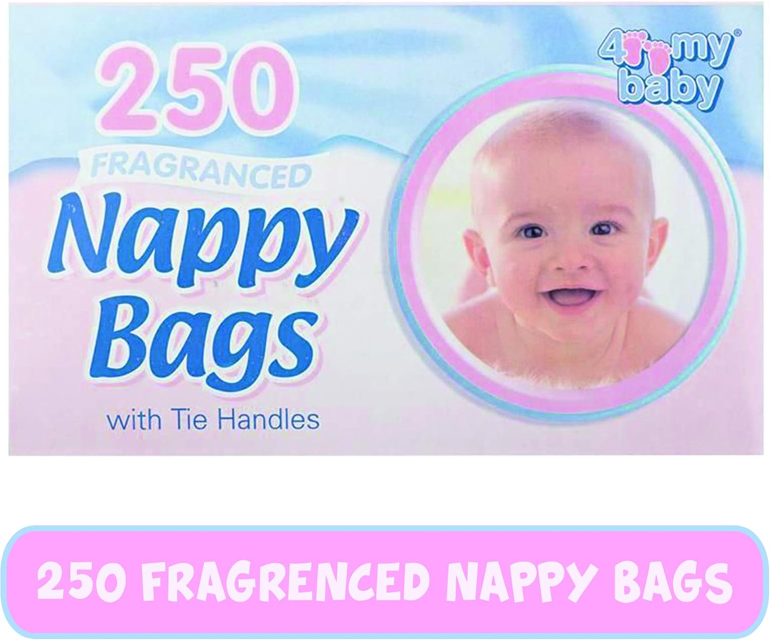 My Baby 4 NAPPY BAGS FRAGRANCED 250 PACK - 250, White, 250 count (Pack of 1) - Image 3