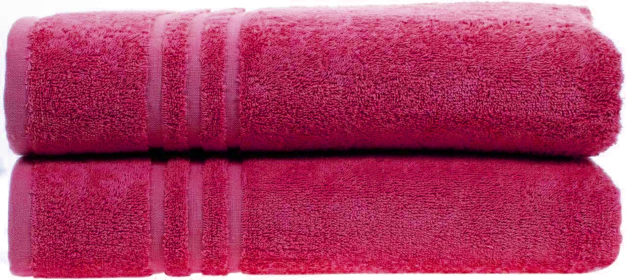 Textile Do Pack of 2 Large Jumbo Bath Sheets (75 x 150 cm-500 GSM) 100% Egyptian Cotton Super Soft Big Bath Sheet Towel Set Body Wrap (Pink, Cotton)