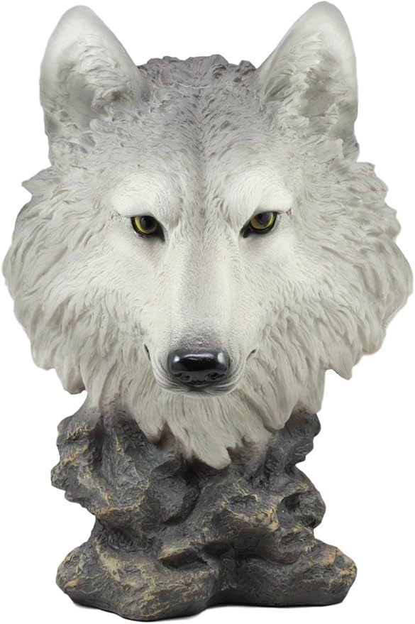 Figurines Collectibles 13" Height Decor Mountain Scenery Wolf Bust And