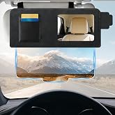 Sun Visor Extender for Car with Mirror &amp; Card Slot | Anti-Glare Visor Extender, UV400 PC Lens Polarized, Sun Visor Attachment for Safe Driving, Black