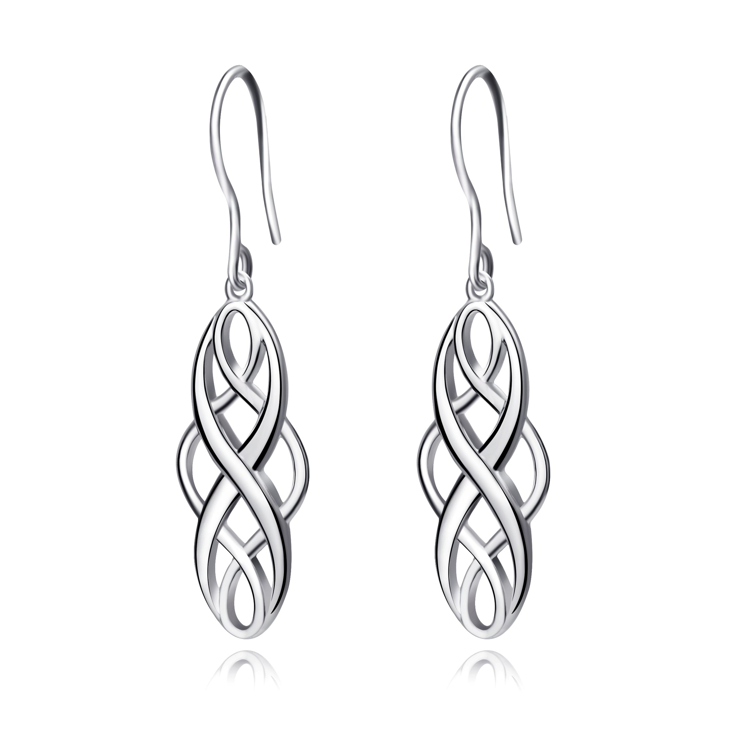 Celtic Earrings for Women Sterling Silver Celtic Knot Twist Dangle Drop Earrings Christmas Gifts for Women Girls (Silver celtic earrings)