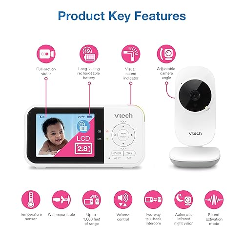 VTech VM819 Baby Monitor with Camera and Audio, Screen
