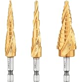 DEWALT Step Drill Bit Set:3 Piece, Titanium Nitride Coated, 31 Hole Sizes, 1/8 in to 7/8 in, 1/4 in Shank Hex Size (DWA1790IR)