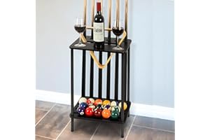 Vrisa Pool Stick Holder Pool Table Accessories Pool Cue Holder Rack Billiard Cue Racks Set Cue Stick Holder Floor Stand Billiard Accessories Wood Billiard Cue Sticks Holds 6 Pool Cue Sticks, Black