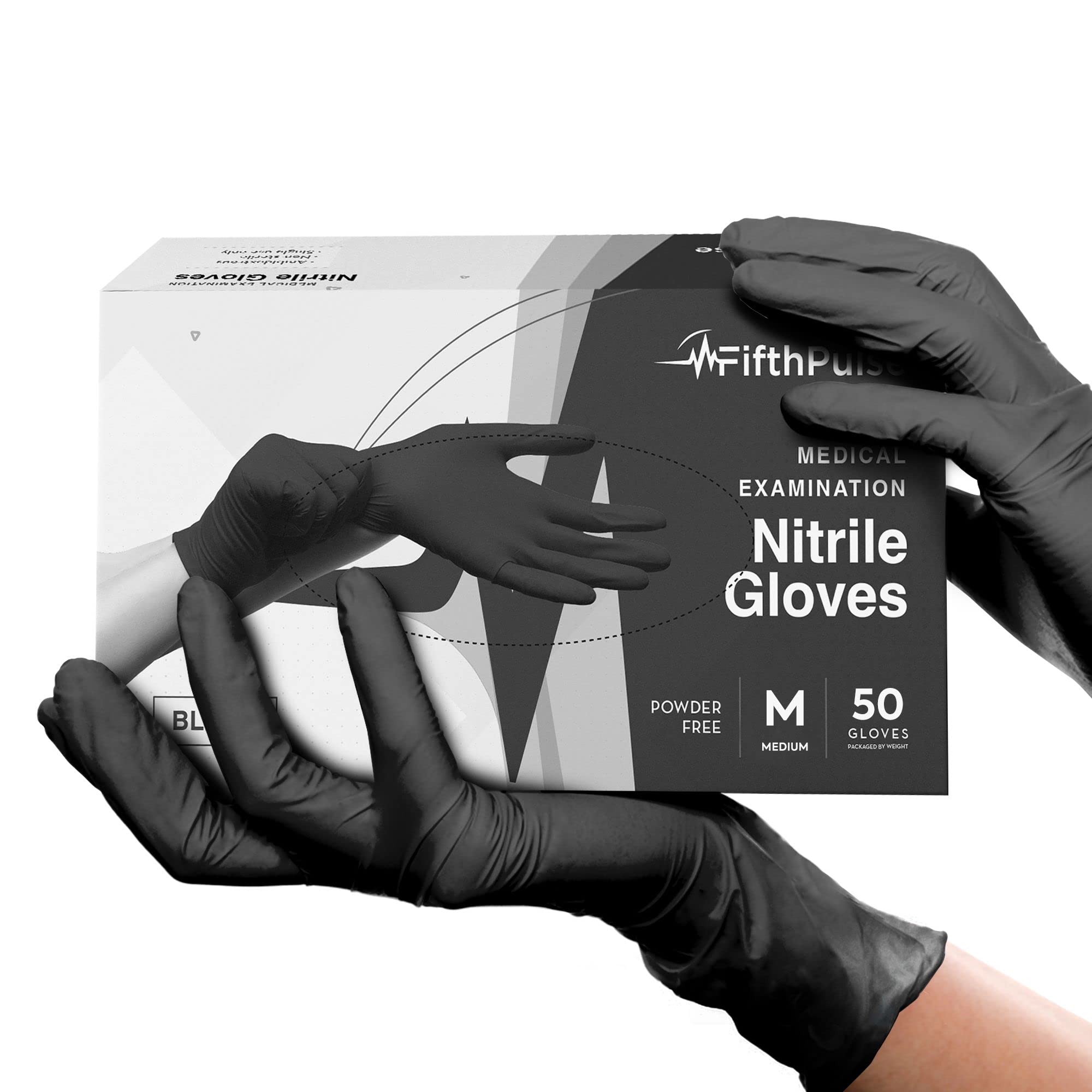 Photo 1 of ** FACTORY SEALED***Black Gloves Disposable Latex Free Medium, 50 Count - Medical and Dental Grade Surgical Gloves - Powder Free Nitrile Gloves Medium - 3 Mil Thickness