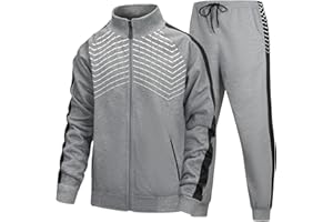 LBL Leading the Better Life Men's Sweat Suit 2 Piece Outfit Casual Contrast Sports Jogging Tracksuits Set
