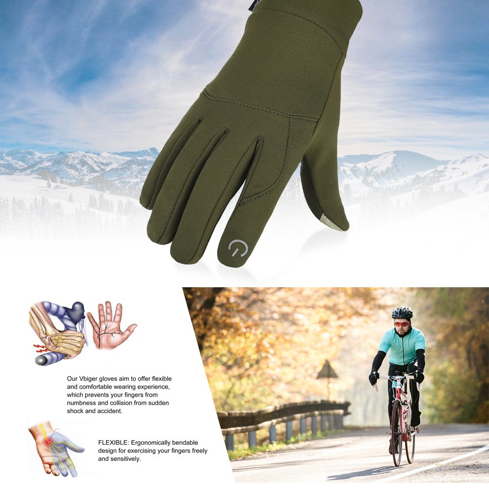Vbiger Outdoor Touchscreen Handschuhe fahren Radfahren warm Freizeit Sport Silikon rutschfeste Handschuhe, Grün, L