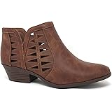 Soda Women's Fashion Closed Toe Multi Strap Ankle Bootie Block Heel