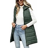 HEEKPEK Puffer Vest Women Long Hooded Sleeveless Zip Up Quilted Vests Outerwear Lightweight Puffy Jacket Fall Winter Coat