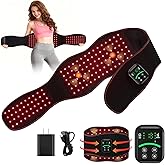 Red Light Therapy Belt for Body Back & Abdomen, 5000mAh Cordless Infrared Waist Wrap with 10Hz/40Hz Pulse, 3 Red Light & Vibration Massage, Portable Gift for Parents & Seniors