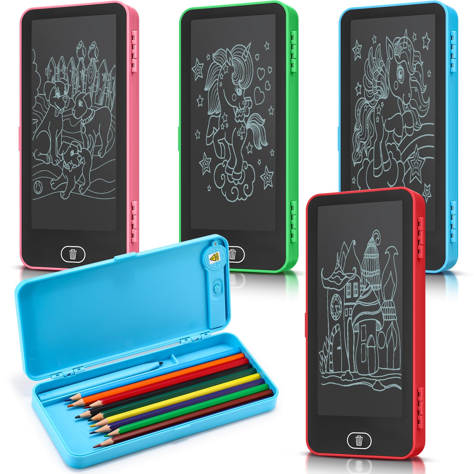 Photo 1 of SEE NOTES PHOTOS ……..Zhehao 4 Pieces LCD Writing Tablet Pencil Case Pencil Box Writing Pen with Erase Button LCD Digital Slate for Kids for School Going Kids Educational Toys Birthday Party Gifts