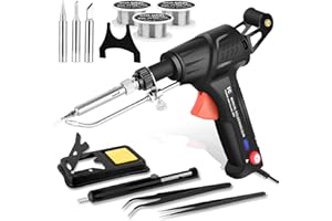 Upgrade 120W Soldering Iron Kit with Ceramic Heater, Automatic Soldering Gun Kit Includes 3 Solder Wire, 3 Interchangeable Ti