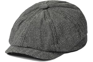 QIABAO Mens Classic Newsboy Flat Cap Gatsby Ivy Cabbie Hat