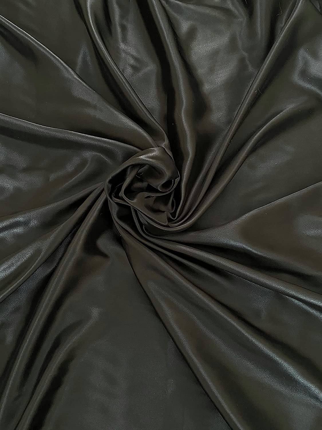Fancy Textiles Silky Satin Plain Craft Dressmaking Fabric 60'' Wide (2 Meter, Black)